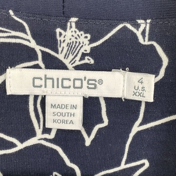 Chicos Womens Plus XXL Touch of Cool Floral 3/4 Sleeve Tee V Neck Shirt Stretch - Picture 4 of 12